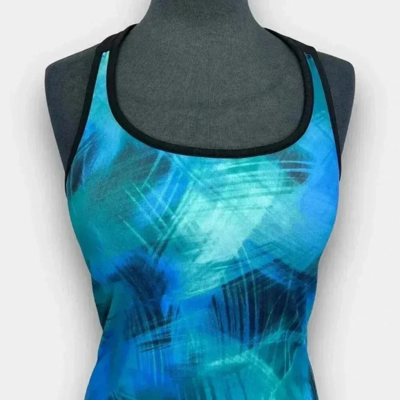 ATHLETIC WORKS ladies workout‎ racerback medium shelf bra blue/black - Picture 5 of 11